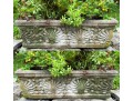 Vintage Pair Of Rectangular Cast Concrete Garden Planter Boxes