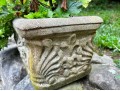Vintage Pair Of Rectangular Cast Concrete Garden Planter Boxes