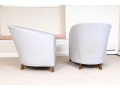 Fabulous Pair Of Tub Back Upholstered Armchairs