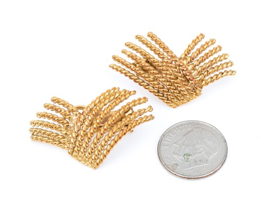 18k Yellow Gold Magnificent Folded Twisted Rope Earrings