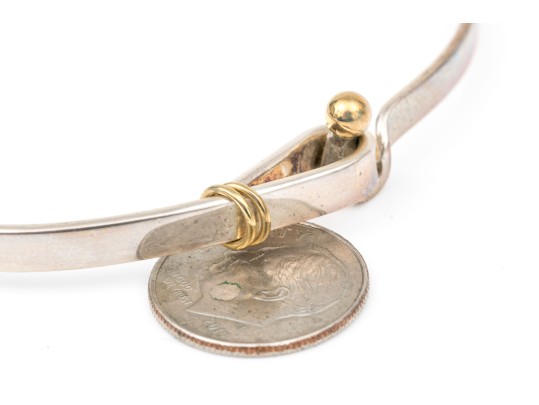 Tiffany & Co. Sterling Silver And 18k Ring End Hook And Eye Bangle Bracelet