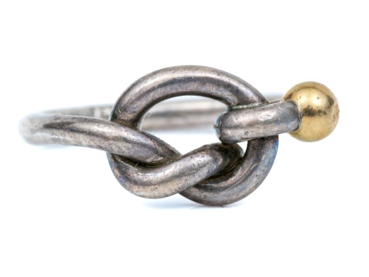 Tiffany & Co. Sterling Silver And 18k Yellow Gold Classic Knot Ring, Size 5.5