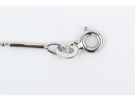 18k White Gold Diamond Set Ball And Bar Chain 