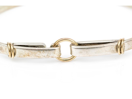 Tiffany & Co. Sterling Silver And 18k Striking Ring Motif Bangle Bracelet