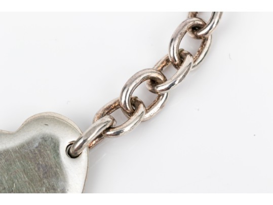 Sterling Silver Pretty Double Heart Id Style Bracelet