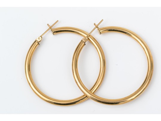 14k Yellow Gold Fun Large Round Hoop Earrings