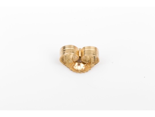 14k Yellow Gold Pretty 5.75 Mm Cultured Pearl Stud Earrings Set With Diamonds, App. 0.08 TCW