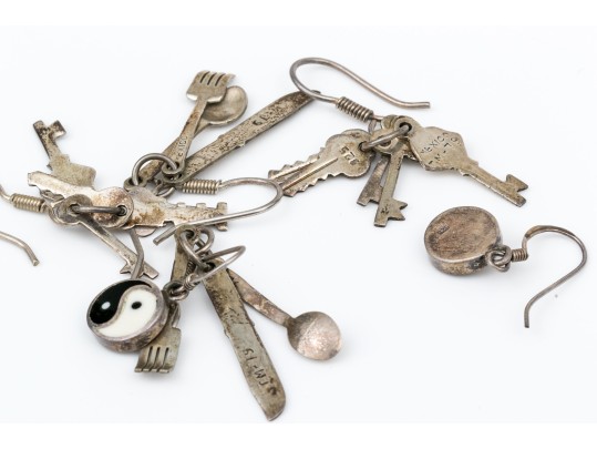 Sterling Silver Assortment Fun Eclectic Pendant Earrings