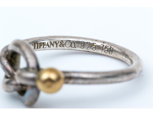 Tiffany & Co. Sterling Silver And 18k Yellow Gold Classic Knot Ring, Size 5.5