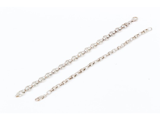 Sterling Silver Pair Of Open Link Patterned Bracelets