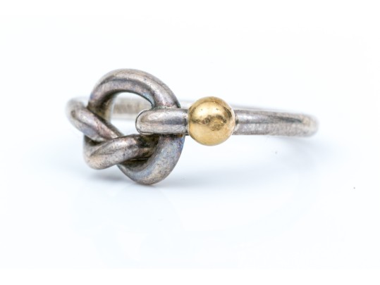 Tiffany & Co. Sterling Silver And 18k Yellow Gold Classic Knot Ring, Size 5.5