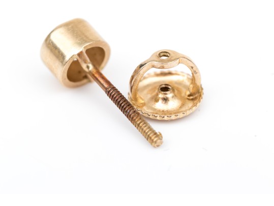 14k Yellow Gold Pretty Bezel Set Diamond Stud Earrings, App. 0.42 TCW