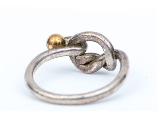 Tiffany & Co. Sterling Silver And 18k Yellow Gold Classic Knot Ring, Size 5.5
