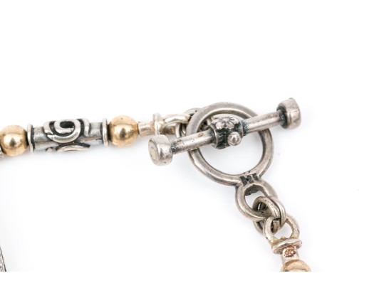 Sterling Silver Pair Of Open Link And Tube Style Bracelets