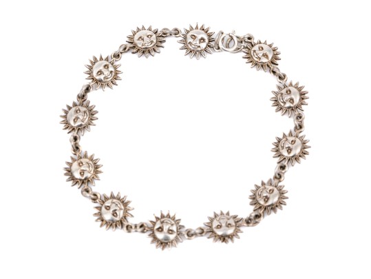 Sterling Silver Fun Sun Motif Link Bracelet
