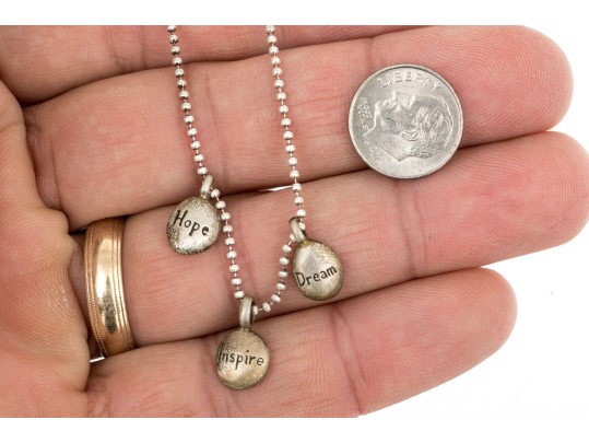 Wendy Gee! Sterling Silver Inspirational HOPE INSPIRE DREAM Necklace