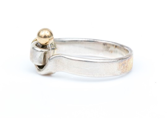 Tiffany & Co. Sterling Silver And 18k Yellow Gold Classic Hook And Eye Ring, Size 7