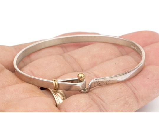 Tiffany & Co. Sterling Silver And 18k Ring End Hook And Eye Bangle Bracelet