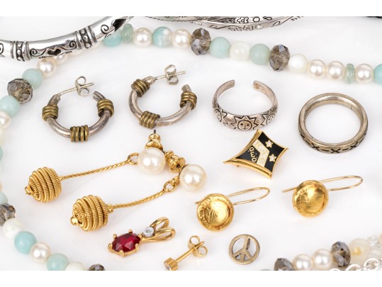 Assorted Collection Of Costume Jewelry, Including Brighton, Plus One Sterling Toe Ring