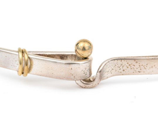 Tiffany & Co. Sterling Silver And 18k Ring End Hook And Eye Bangle Bracelet