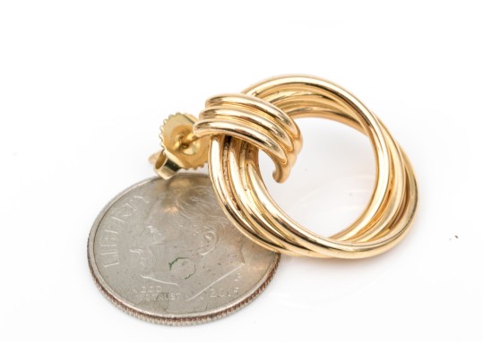 Tiffany & Co. 14k Yellow Gold Classic Ribbed Doorknocker Earrings