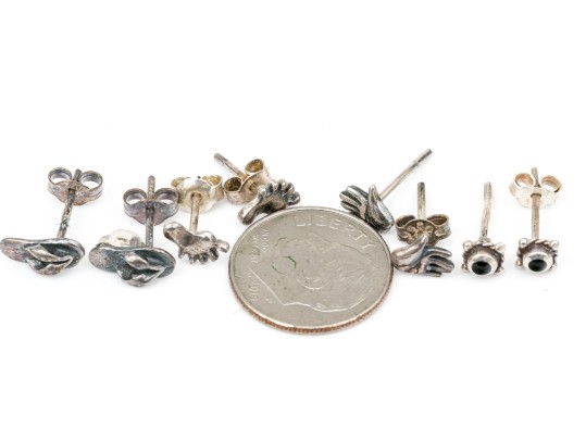 Sterling Silver Assortment Of Diminutive Stud Earrings