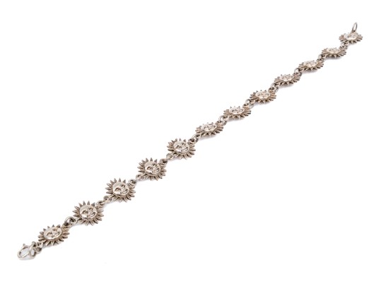 Sterling Silver Fun Sun Motif Link Bracelet