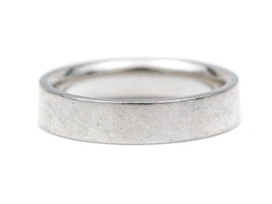 Platinum Simple Contemporary Band Ring, Size 4.75