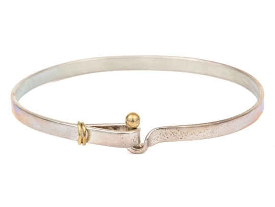 Tiffany & Co. Sterling Silver And 18k Ring End Hook And Eye Bangle Bracelet