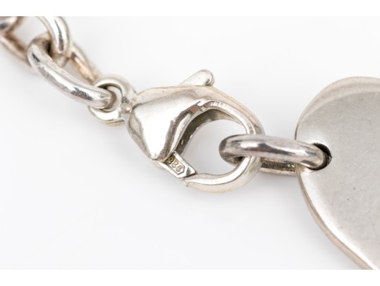Sterling Silver Pretty Double Heart Id Style Bracelet