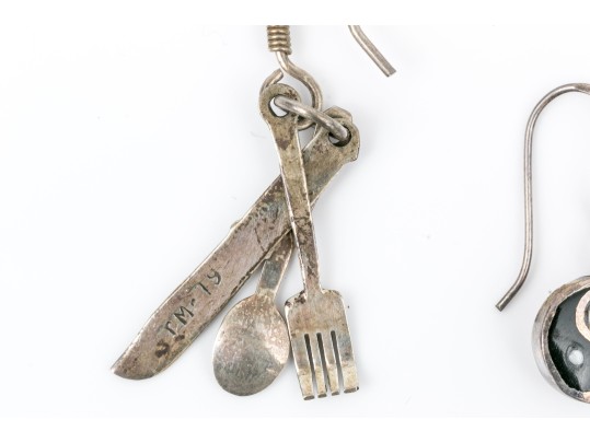 Sterling Silver Assortment Fun Eclectic Pendant Earrings