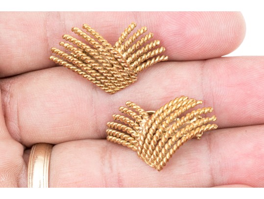 18k Yellow Gold Magnificent Folded Twisted Rope Earrings