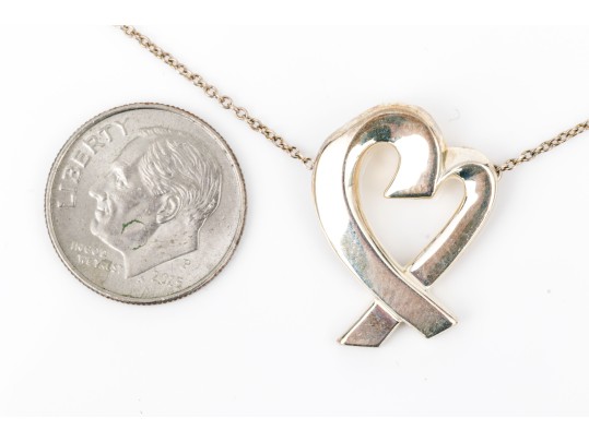 Tiffany & Co. Sterling Paloma Picasso Open Heart Ribbon Necklace, 18