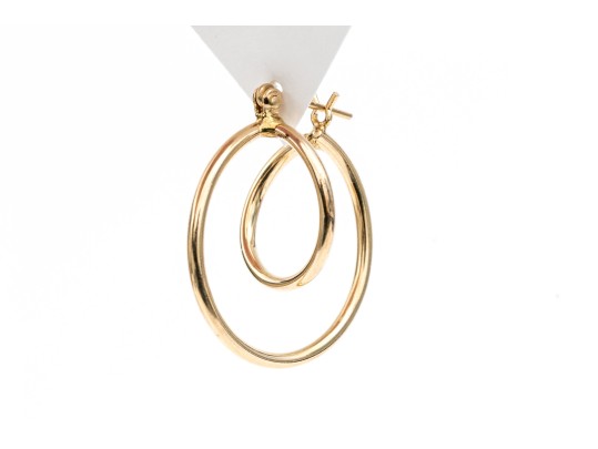 14k Yellow Gold Contemporary High Polished Spiral Hoops