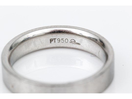 Platinum Simple Contemporary Band Ring, Size 4.75