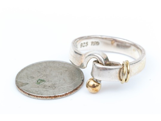Tiffany & Co. Sterling Silver And 18k Yellow Gold Classic Hook And Eye Ring, Size 7