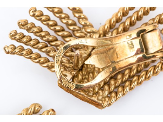 18k Yellow Gold Magnificent Folded Twisted Rope Earrings