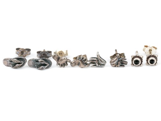 Sterling Silver Assortment Of Diminutive Stud Earrings