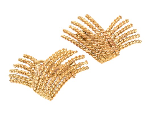 18k Yellow Gold Magnificent Folded Twisted Rope Earrings