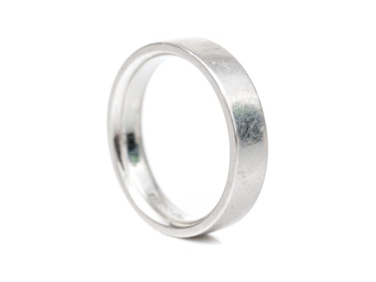 Platinum Simple Contemporary Band Ring, Size 4.75