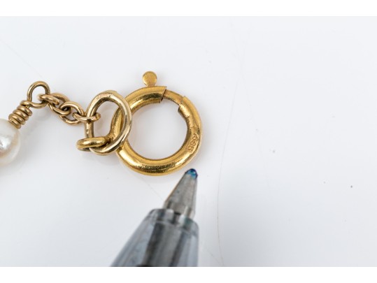 10k Yellow Gold Beautiful 3.5mm Cultured Pearl Station 16