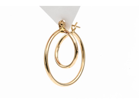 14k Yellow Gold Contemporary High Polished Spiral Hoops