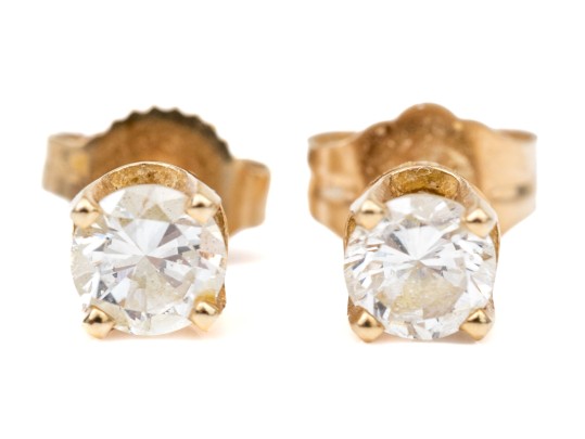 10k Yellow Gold Classic Diamond Stud Earrings, App. 0.41 TCW