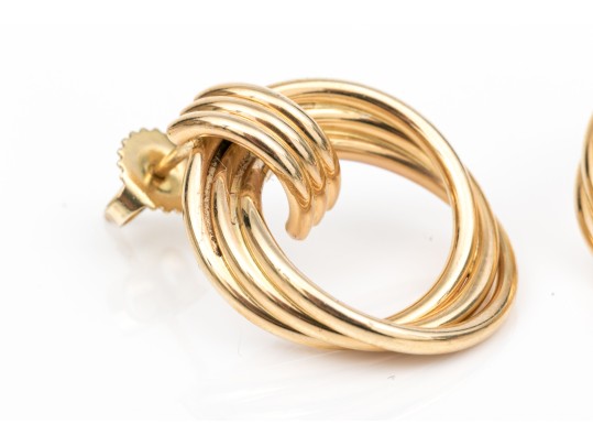 Tiffany & Co. 14k Yellow Gold Classic Ribbed Doorknocker Earrings