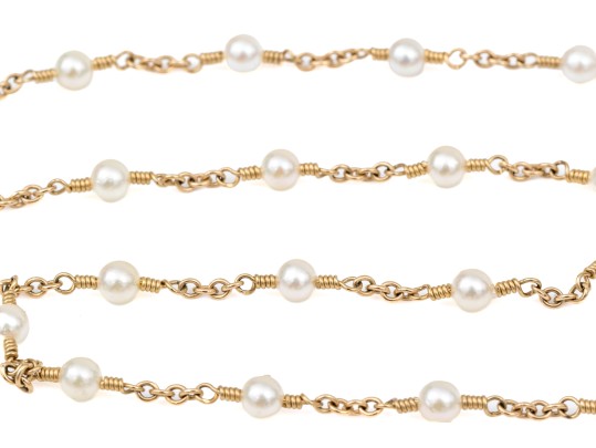 10k Yellow Gold Beautiful 3.5mm Cultured Pearl Station 16