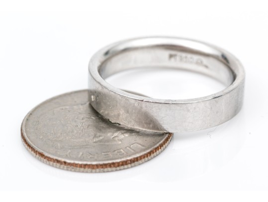Platinum Simple Contemporary Band Ring, Size 4.75