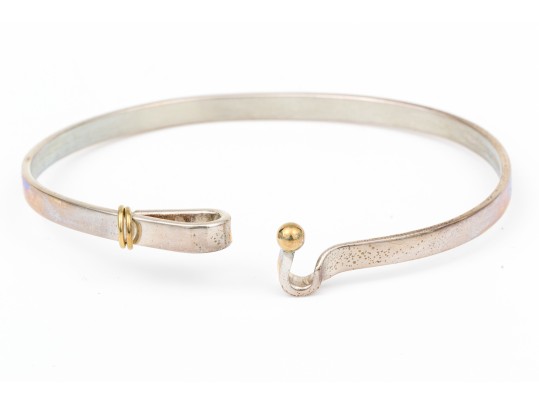 Tiffany & Co. Sterling Silver And 18k Ring End Hook And Eye Bangle Bracelet
