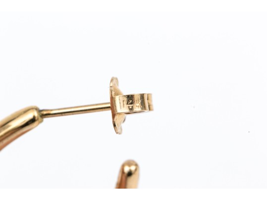 14k Yellow Gold Chic High Polished Puffed Oval Hoop Earrings