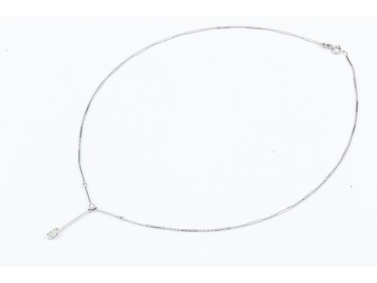 18k White Gold Diamond Set Ball And Bar Chain 