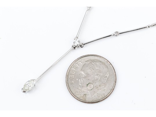 18k White Gold Diamond Set Ball And Bar Chain 